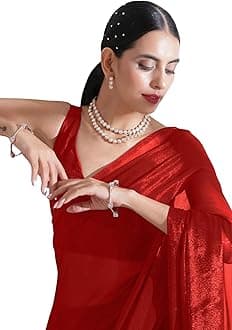 SWADESI STUFFWomens Dual Shade Shimmer Chiffon Saree With Latkan