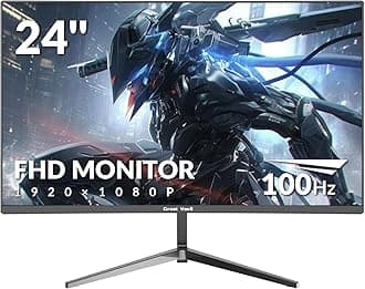 24 Inch Curved Monitor, Full HD 1080P, 100Hz Refresh Rate, 120% sRGB, 3-Side Ultra-Slim Bezel, Blue Light Filter, HDMI VGA Inputs, for Home Office Dorm – Black