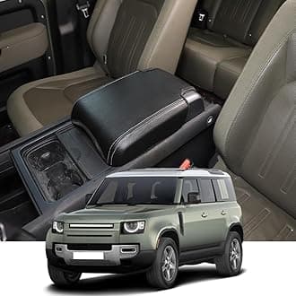 Car Armrest Box Pad Compatible with Land Rover Defender 90 110 130 2020-2024 Car Center Armrest Cover，Black Leather Console lid Protector, Anti-Scratch Interior Accessories (Style B)