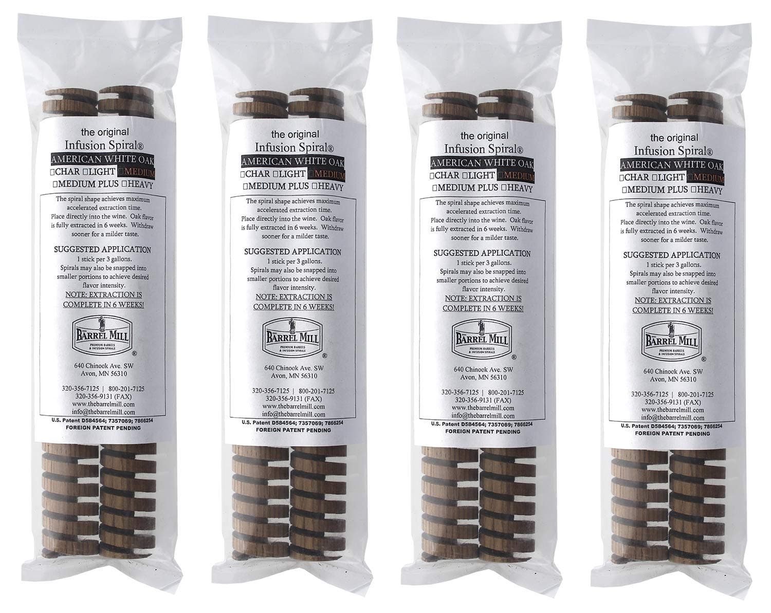 American White Oak Infusion Spirals - Medium Toast 2 Count Package X 4