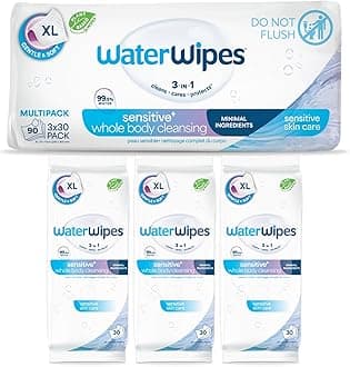 Sensitive Whole Body Cleansing Wipes, 99.9% Purified Water, XL Textured Wipes, Incontinence Care, Fragrance Free, 90 Count