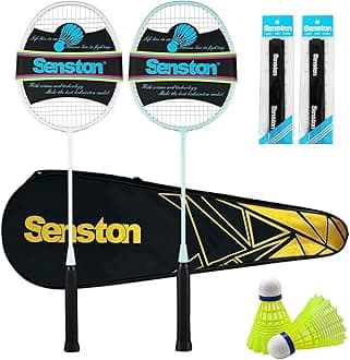 - Badminton Rackets Set of 2 with Full Kit | Graphite Shaft Lightweight Rackets (2U 90g), 2 Nylon Shuttlecocks, 2 Non-Slip Grips & Carry Bag | Beginner Tennis Badminton Combo for Family