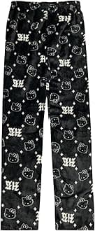 BIUGNVWAnime Pajamas for Women - Cartoon Family Christmas Flannel Pants - Kawaii Black and Pink