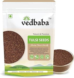 Vedbaba Tulsi Seeds for Eating - 250g | Shyama Tulsi Manjari Beej | Holy Basil Seeds (Edible) | Tukhme Rehan | Natural & NON-GMO