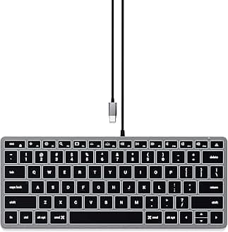Slim W1 Wired Backlit Keyboard, US QWERTY Layout, USB-C Connection – For MacBook Air & Pro M5 M4, Mac Mini, iPad Air & Pro M5 M4, iMac and more – Space Grey