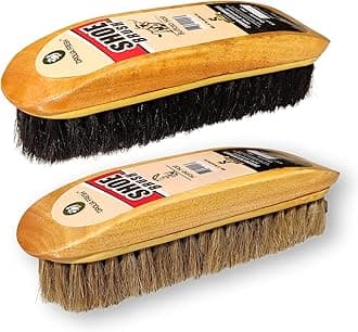 DroliaFresh Premium Shoe Brush for Leather Shoes - Black & Brown Cleaning Polish Kit, Boot Cleaner, Shine & Care with Horse Hair Soft Brushes, Pack of 2