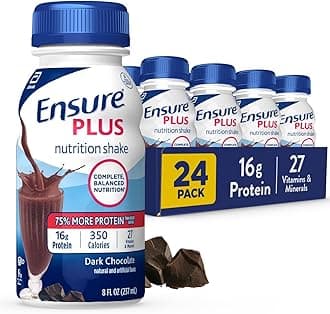Plus Nutrition Shake, 24 Count, With 16 Grams of Protein, Meal Replacement Shakes, 8 Fl Oz (Pack of 24), Rich Dark Chocolate, 192 Fl Oz