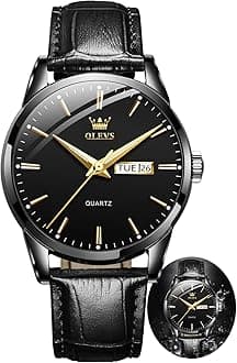 Watches for Men Business Casual Analog Quartz Watch Black/Brown Leather Strap Luminous Waterproof Calendar Men Wrist Watch