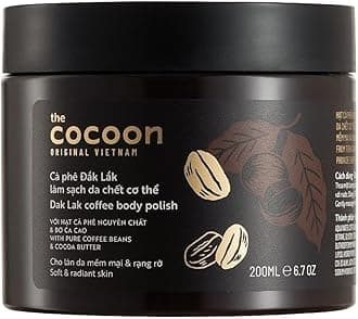 Cocoon Dak Lak Coffee Scrub Body, Exfoliating Body Scrub Organic with Coconut & Shea Butter, Dead Skin Remover for Body, Moisturizing Body for Sensitive Skin, Fragrance Free | Gift for Coffee Lovers
