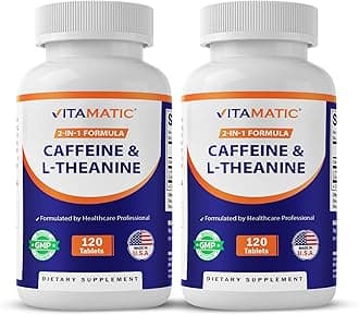 Caffeine Pills with L-Theanine – 300 mg Per Tablet – 120 Vegetarian Tablets (Pack of 2, Total 240 Tablets)