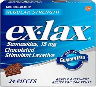 Ex-lax Regular Strength Chocolated Stimulant Laxative Constipation Relief Pills for Occasional Constipation, Chocolate Laxatives - 24 count