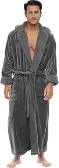 Plush Mens Robe with Hood, Hooded Big and Tall Robes for Men, Sherpa Fleece Robe for Men