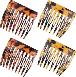 4 Pcs French Side Combs for Hair Small French Twist Decorative Hair Combs Clips Women Bun Strong Hold Clips Hair Styling Accessories for Women(Tortoise, Brown)