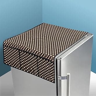 Kuber Industries Fridge Top Cover | Fridge Top Cover with Pockets | Refrigerator Top Cover for Kitchen | Fridge Top Cover with 6 Utility Pockets | Dot Fridge Top Cover | Brown
