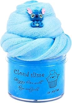 (7oz 200ML) Blue Cloud Slime, DIY Stress Relief Toy with Cute Slime Fun Charms, Birthday Gifts for Kids Girls Boys, Party Favor
