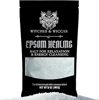 Epsom Salt for Healing, Relaxation & Energy Cleansing – Natural Magnesium-Rich Bath Salt Ideal for Meditation, Spellwork & Ritual Baths – 5 Oz Bag, Witches & Wiccan