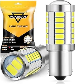 Auxbeam Extremely Bright 1156 P21W BA15S LED Light Bulbs 800LM 33Pcs 5630 SMD LED Bulb with Projector for Back Up Reverse Lights (White)
