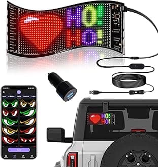 10.6''x4.7'' Programmable LED Sign with Bluetooth App Control, Custom Text & Animation, Double Row Bright RGB Display for Car Windows, Store, Bar - Flexible USB 5V LED Matrix Panel