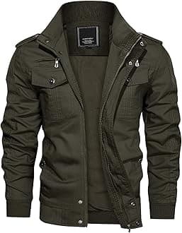 Mens Warm Fleece Cargo Jacket Winter Military Bomber Jackets Windproof Work Coat with Multi Pockets