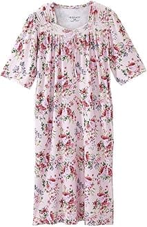 Silvert's Adaptive Clothing & FootwearWomen's Open Back Adaptive Lace Trim Nightgown - No Peek Hospital Gown for Seniors