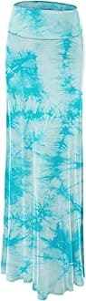 Lock and Love Women's Casual High Waist Solid/Tie Dye Fold Over Flowy Long Maxi Skirt