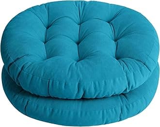 Solid Papasan Patio Seat Cushion Round Chair Pad Home Floor Cushion 22 Inch Set of 2 Throw Pillows Indoor/Outdoor Blue