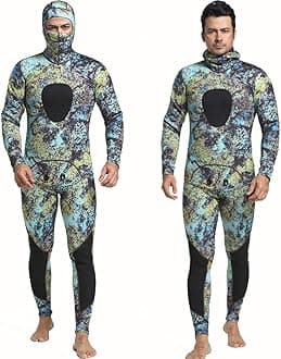 Nataly OsmannCamo Spearfishing Wetsuits Men 3mm /1.5mm Neoprene 2-Pieces Hooded Super Stretch Diving Suit