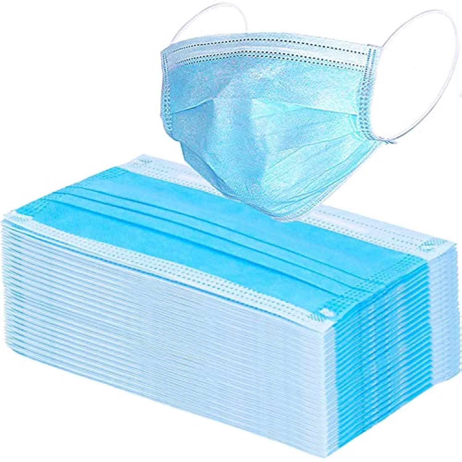 Wecolor 100 Pcs Disposable 3 Ply Face Masks(Blue&green)