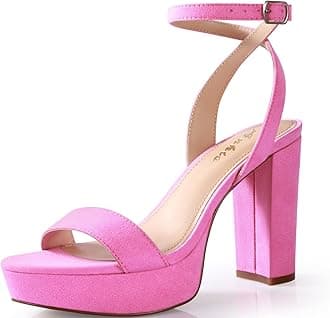 Ankis Platform Heels for Women 4 Inches Chunky Heels Sandals for Women Comfy Open Toe Block Heeled Sandals Nude White Silver Gold Black Ankle Strappy Heels