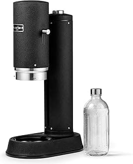 Aarke Carbonator Pro, Sparkling & Carbonation Water Machine, Stainless Steel with Glass Reusable Bottle Volume 800 mL/27 fl oz (Matte Black)