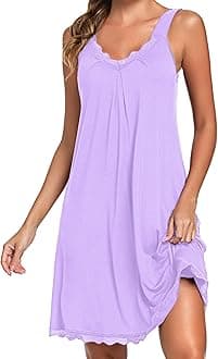 Women's Nightdresses Sleeveless Nighties Cotton Lace Nightgown V Neck Chemise Sexy Negligee for Ladies Nightshirts Nightwear Loose Plus Size Jersey Lingerie