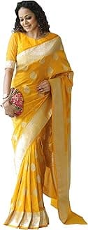 Banarasi Saree for Women Pure Kanjivaram Silk Soft 2025 Design Wear Pattu Sarees Latest Sadi Party Sari Collections with Blouse Part (San Pari-224)
