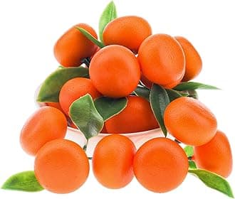 Gresorth Artificial Mini Bunch Orange Decoration Lifelike Tangerine Realistic Fake Citrus with Leaves Fruit Model Home Party Décor 5 Clusters