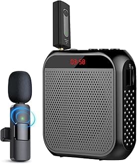 Voice Amplifier with Wireless Lapel Microphone, Personal Teachers Microphone for Classroom, Portable Megaphone Speaker Headset System, Wireless Voice Amplifier for Tour Guide/Yoga