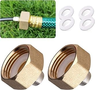 HOMENOTE US Standard Faucet Adapter, 3/4'' to 1/4'' Hose Adapter, Convert 3/4" Female Hose Thread Bib to 1/4" Tubing, 2 Brass Adapters with 4 Washers
