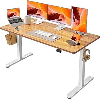 FEZIBO Electric Standing Desk Adjustable Height, 60 x 24 Inch Sit and Stand Desk, Home Office Desk, Ergonomic Workstation Computer Desk, Light Rustic