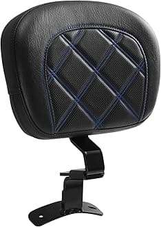 TCT-MOTORPARTS Driver Rider Backrest Pad Fits for Harley Touring 2009-2023 Road King Street Road Electra Glide Ultra Blue Stitching