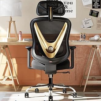 Ergonomic Office Chair with 3D Lumbar Support & 3D Adjustable Armrests – V-Back Design, Comfortable Desk Chair for Office & Home, Black and Gold