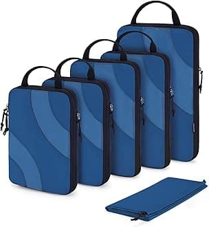 bagsmart Compression Packing Cubes, 6 Set Travel Packing Cubes for Carry on Suitcases, Compression Suitcase Organizers Bag Set & Travel Cubes for Luggage, Lightweight Packing Organizers with Shoe Bag