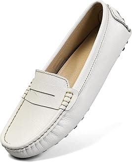 Women's Classic Comfort Leather Penny Loafers Casual Slip-Ons Lightweight Walking Flats Driving Mocs Boat Shoes