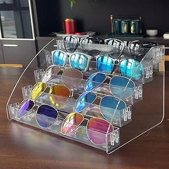 Sunglasses Organizer Clear Eyeglasses Display Case Sticker Display Tray Box For Glasses Tabletop Holder Stand (5 layer)