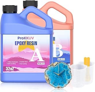 Epoxy Resin Kit, 64OZ Kit Crystal Clear Resin Epoxy, Bubble Free, No Yellowing, UV Resistant, Food Safe, Easy Mix 1:1 for DIY Crafts Jewelry Making(32OZ x 2)