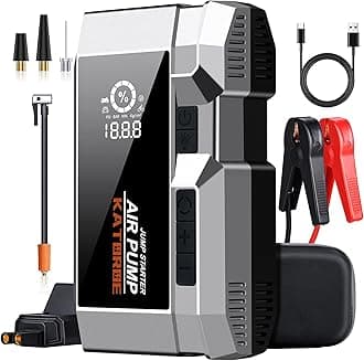 Car Jump Starter with Air Compressor, 4000A Car Battery Jump Starter Portable (10L Gas/8L Diesel), 12V Jump Box 160PSI Jumper Starter with Tire Inflator, Large Display, Flashlight (Silver)