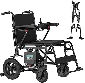 Electric Wheelchair for Adults Lightweight Foldable Electric Wheelchair for Seniors Motorized Wheelchair Power Wheelchairs for Adults (Black)