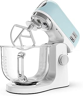 Kenwood KMX754APB Stand Mixer for Baking, Stylish Kitchen Mixer with K-beater, Dough Hook and Whisk, 5L Glass Bowl, Removable Splash Guard, 1000 W, Pastel Blue
