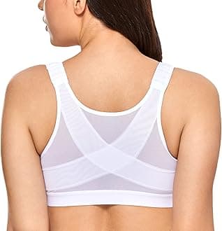 DELIMIRA Women's Full Coverage Front Closure Wire Free Back Support Posture Bra