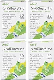 Vivaguard Ino Blood Glucose Test Strips for Diabetes - 200 Counts Accurate Diabetic Test Strips for Monitoring Blood Sugar - Compatible with Vivaguard Ino Glucometers Only, Green