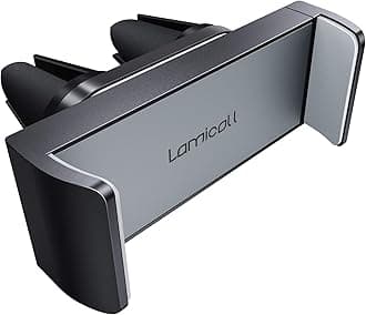 Lamicall Car Cell Phone Mount, Air Vent Clip Holder, Universal Stand Hands Free Cradle Compatible with Phone 12 Mini 11 Pro Xs Xs Max Xr X 8 7 6 6s Plus SE and Other 4.7-6.5'' Smartphones - Gray