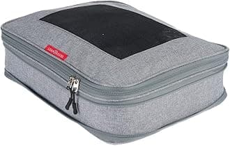 LeanTravelLeanTravel Compression Packing Cubes for Travel Organizers with Double Zipper (1 large piece, Grey)