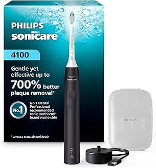 4100 Rechargeable Electric Toothbrush, Advanced Plaque Removal, Pressure Sensor, Includes Brush Head Case, Black BD5003AZ